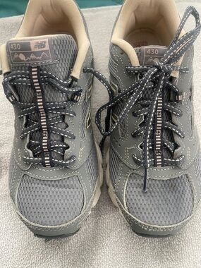 New Balance Gray Mesh Trail Sneakers with Beige Accent